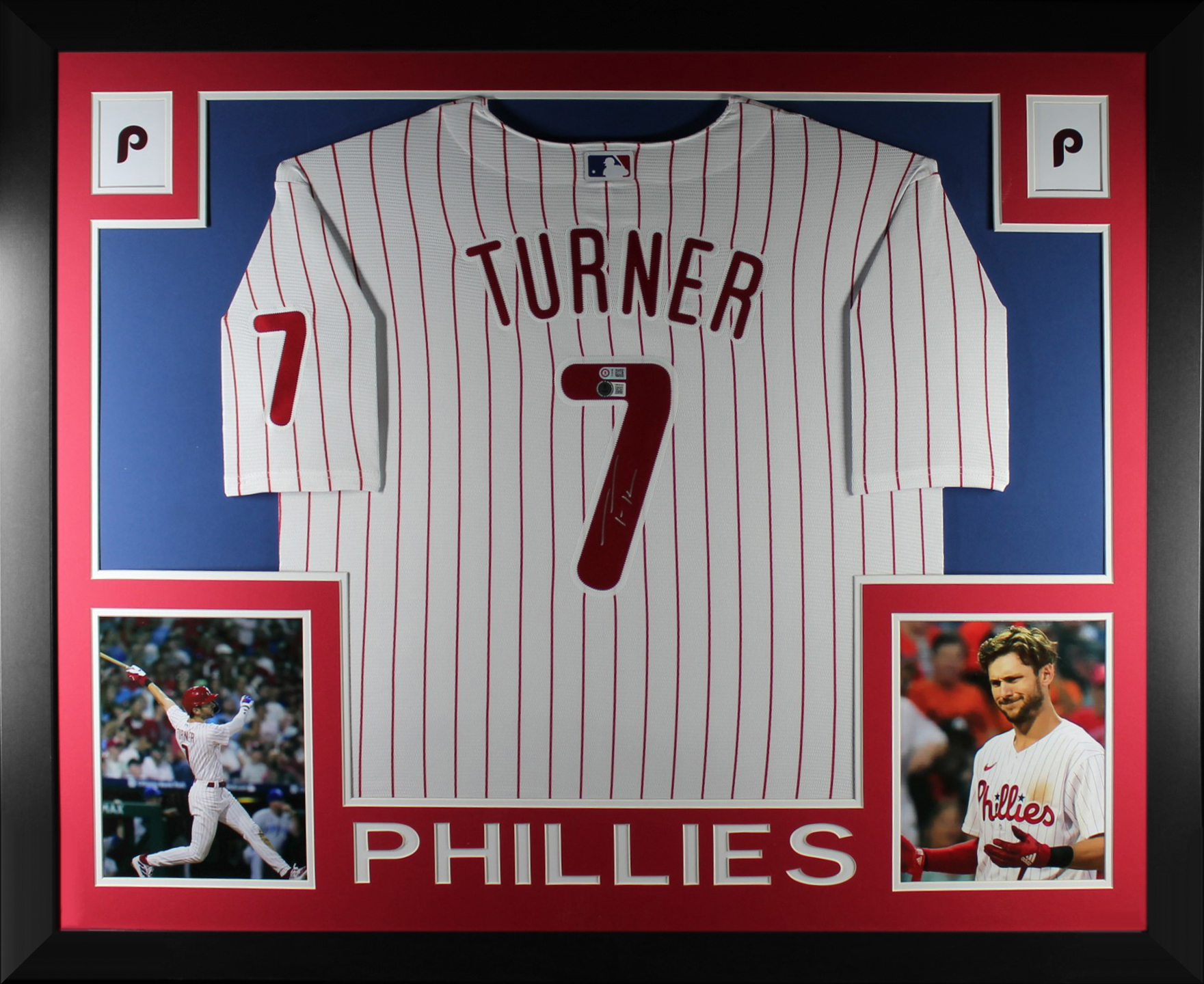 Trea Turner Autographed Philadelphia Phillies Signed Nike Baseball Framed Jersey Beckett COA